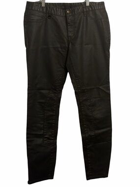 Armani Exchange Black Coated Pants Women’s Size 12 Leather Look Slim Fit